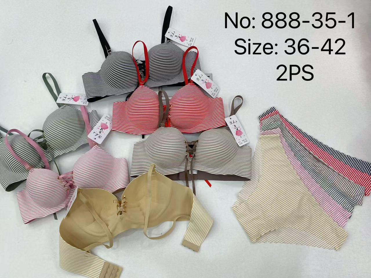 Polini striped bra and panty set for women in assorted colors