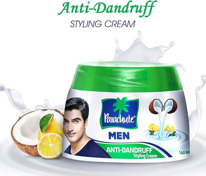 Parachute Men Anti-Dandruff Styling Cream 140ml jar with coconut and lemon