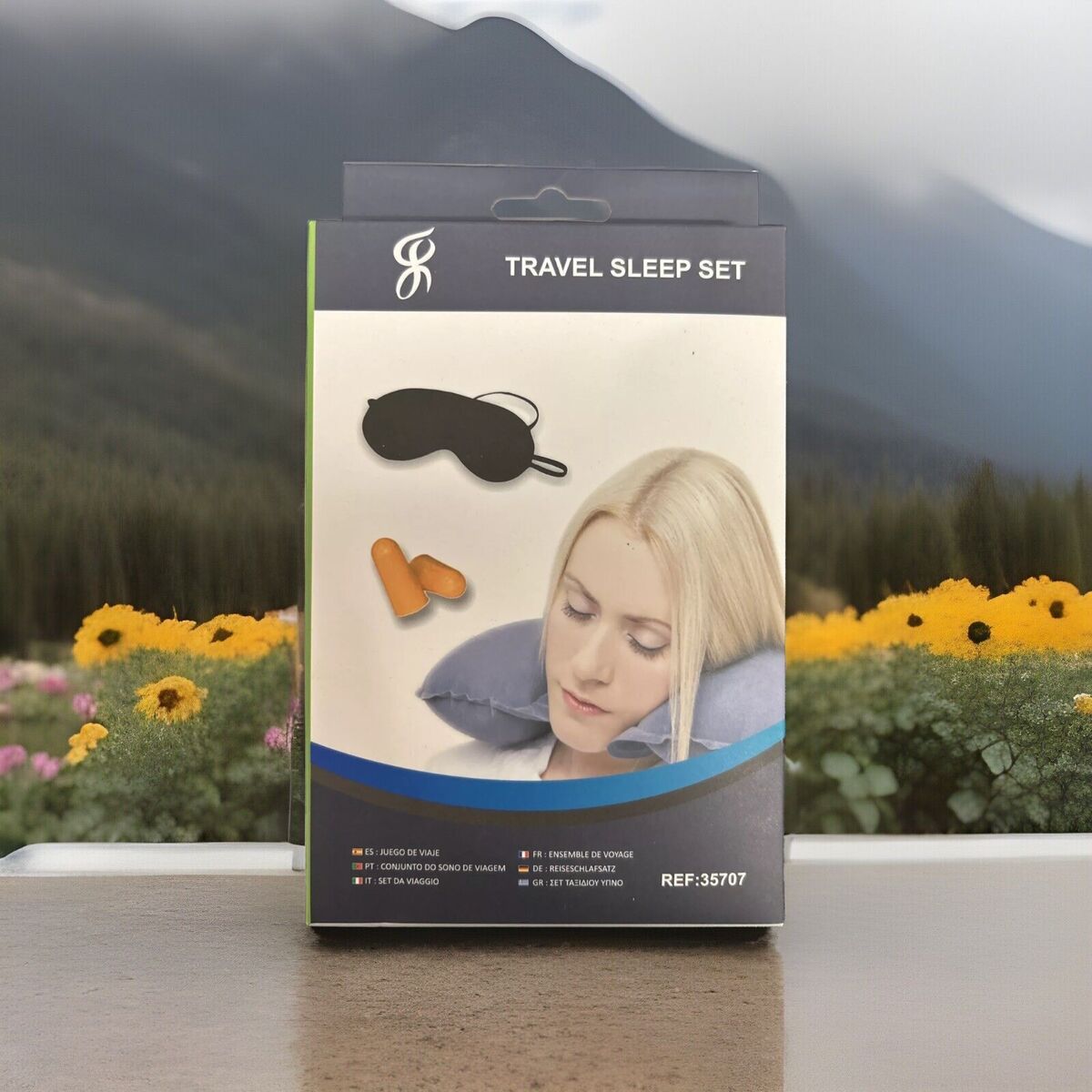 Travel Sleep Set – Eye Mask, Earplugs & Inflatable Neck Pillow