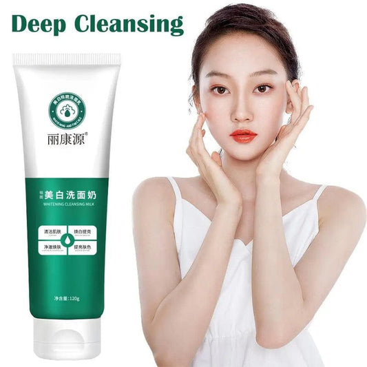 Deep Cleansing Whitening Cleansing Milk tube with model and fresh look