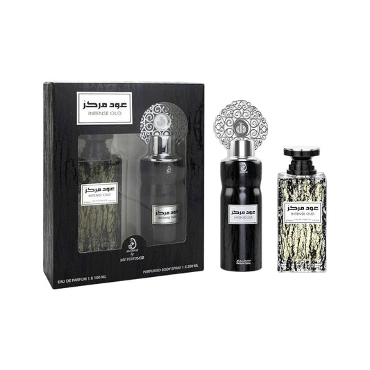Intense Oud gift set with 100ml Eau de Parfum and 200ml body spray in luxury packaging