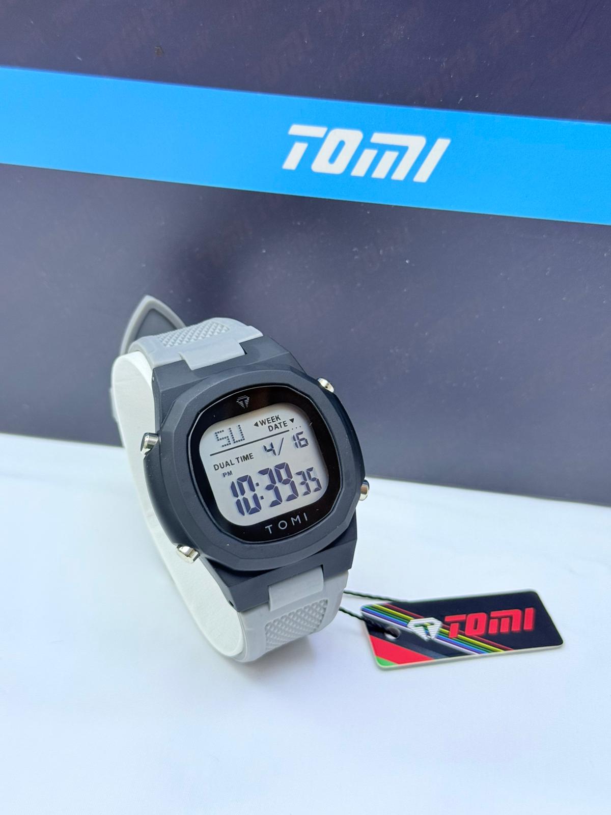 TOMI Digital Round Dual Time Watch – Assorted Colours