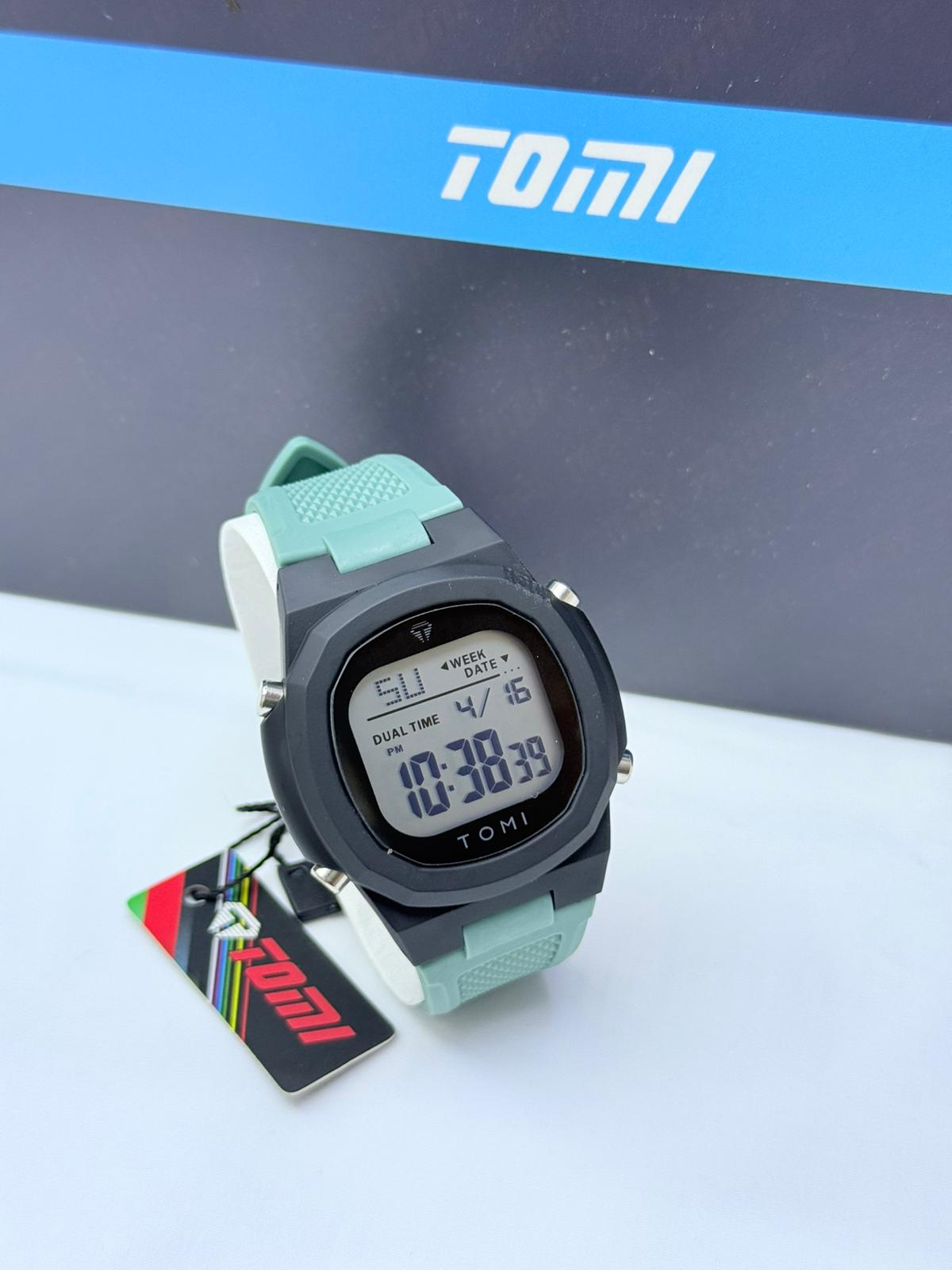 TOMI Digital Round Dual Time Watch – Assorted Colours