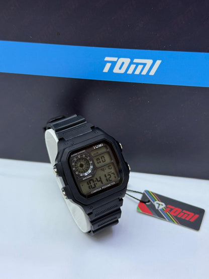 TOMI Digital Square Compass Pedometer Watch – Assorted Colours