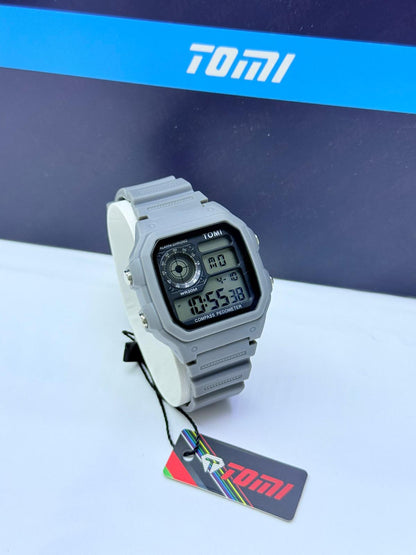 TOMI Digital Square Compass Pedometer Watch – Assorted Colours