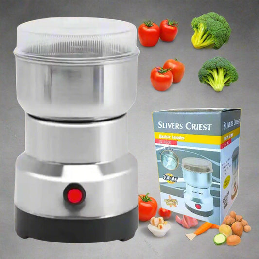 Slivers Criest Electric Grinder SC8300 with stainless steel bowl and 1000W power.