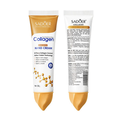 SADOER Collagen Anti-Aging Hand Cream tube, front and back view