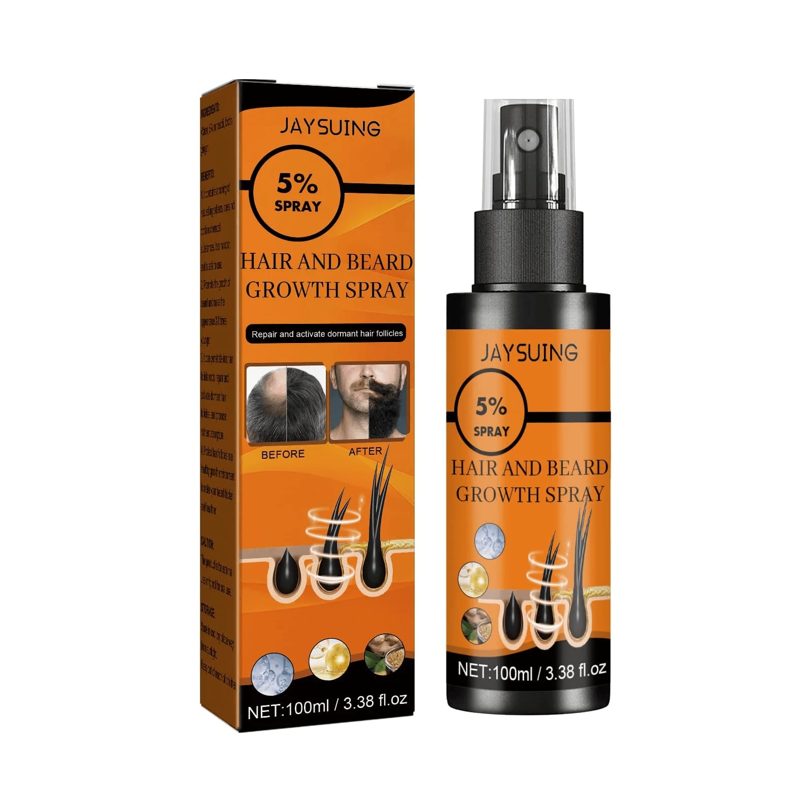 Jaysuing 5% Hair and Beard Growth Spray bottle