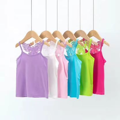 Girls’ butterfly lace crop top – soft and trendy