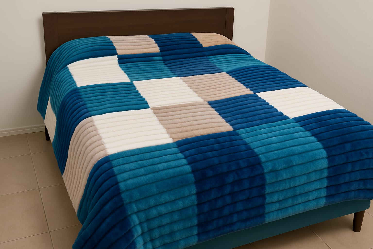 Lightweight 250 GSM Cozy Harmony multicolor blanket on bed