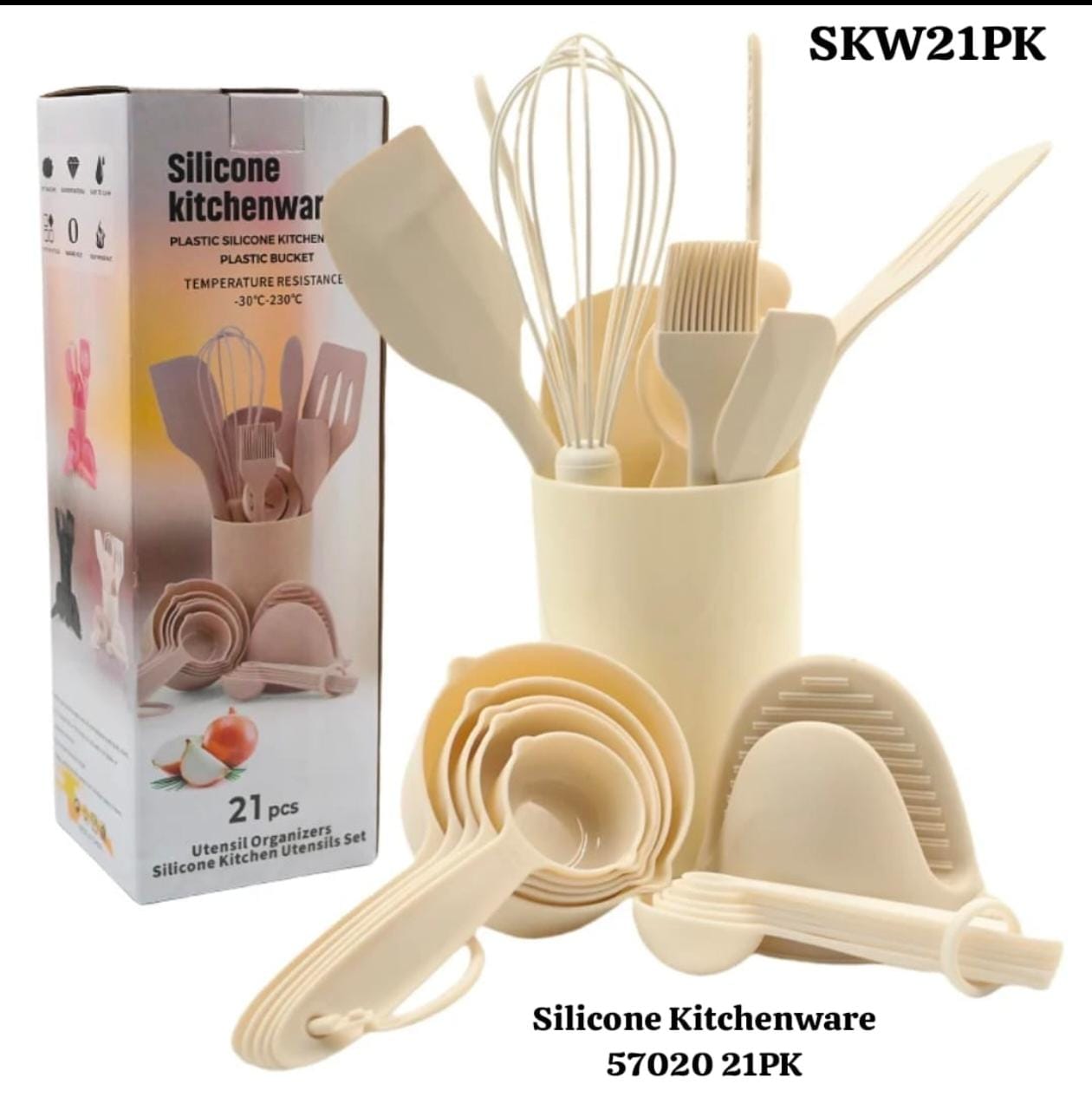 21-Piece Silicone Kitchen Utensil Set – Model SKW21PK / 57020 21PK