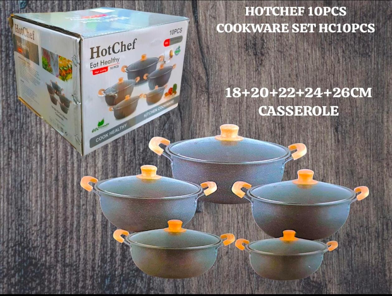 HotChef 10-piece non-stick granite cookware set with lids