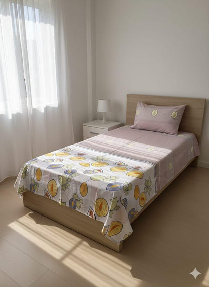 Jaipur Pride Floral Print Cotton Reversible Dohar – Single Bed (With Bedsheet & Pillowcover Pack of 1)