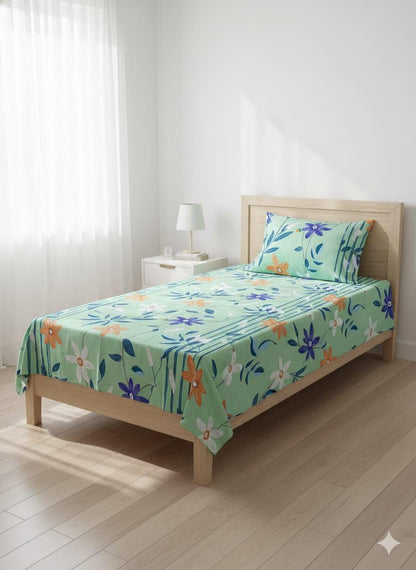 Jaipur Pride Floral Print Cotton Reversible Dohar – Single Bed (With Bedsheet & Pillowcover Pack of 1)