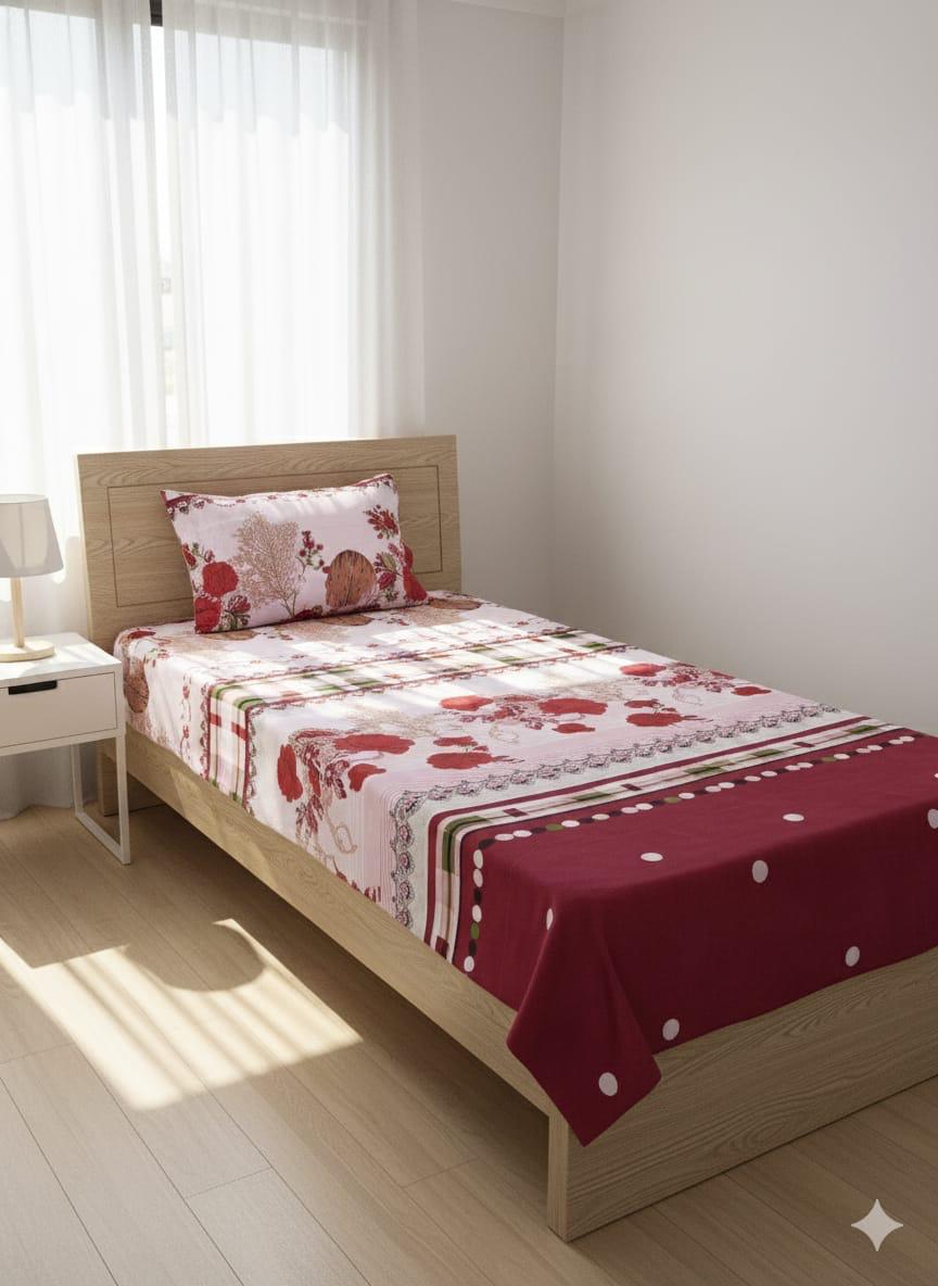 Jaipur Pride Floral Print Cotton Reversible Dohar – Single Bed (With Bedsheet & Pillowcover Pack of 1)