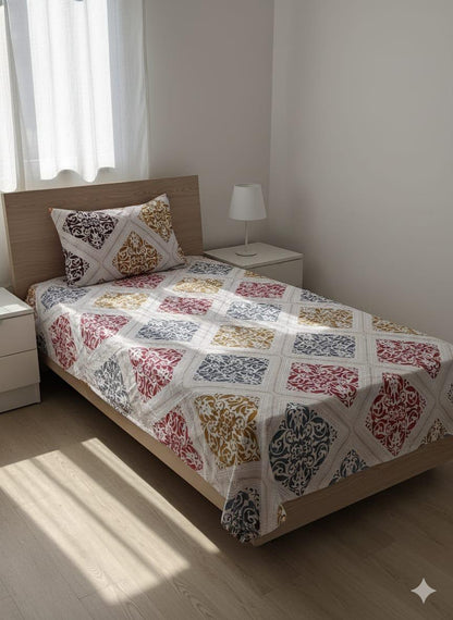 Jaipur Pride Floral Print Cotton Reversible Dohar – Single Bed (With Bedsheet & Pillowcover Pack of 1)