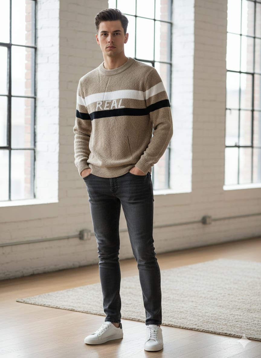 Pullover imported round neck men's sweater or T-shirt