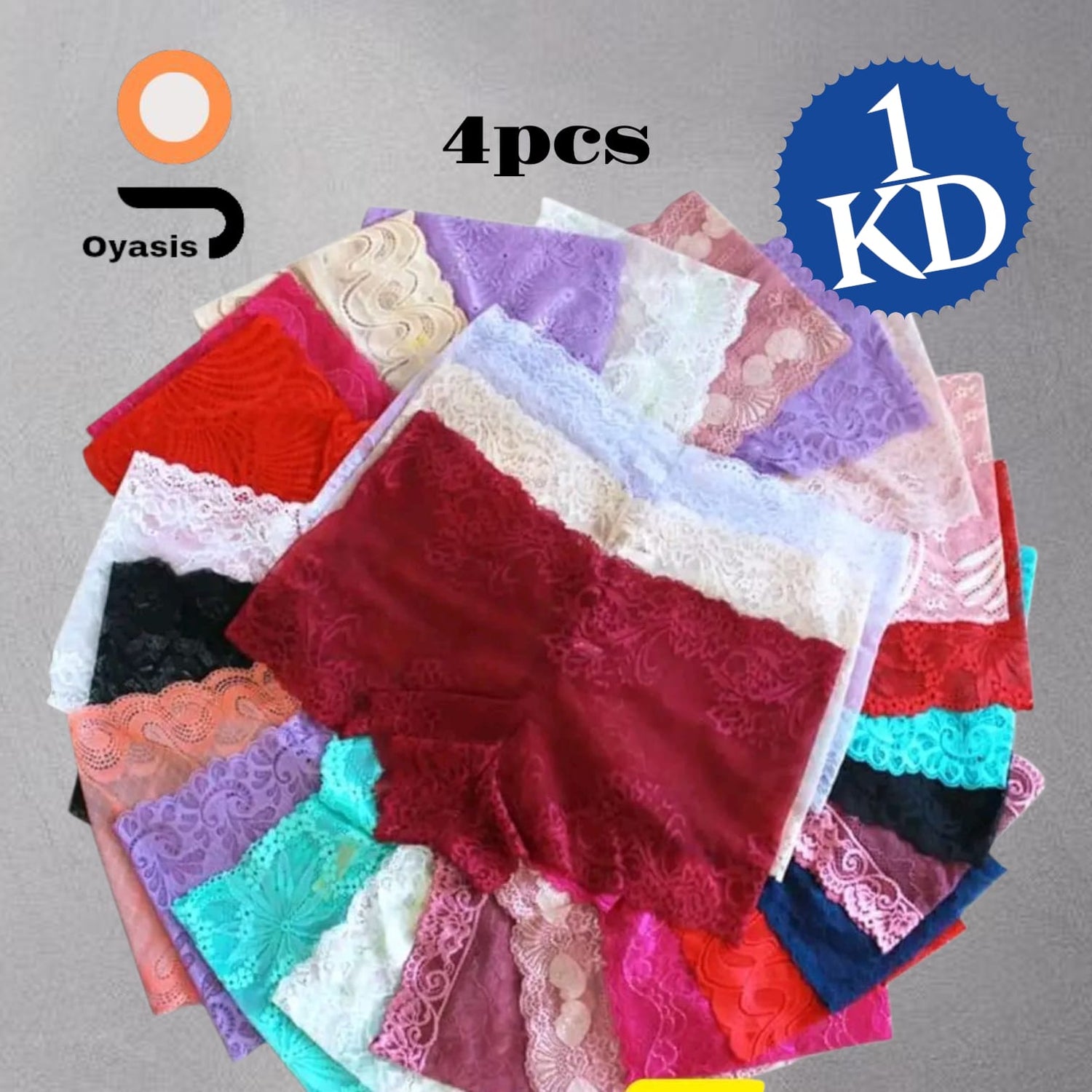 Oyasis women’s lace panties 4-pack in assorted colors