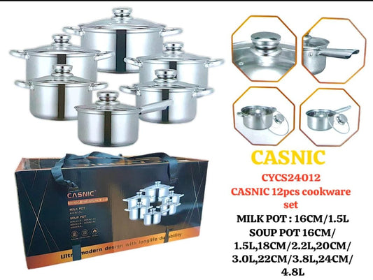 CASNIC 12-piece stainless steel cookware set