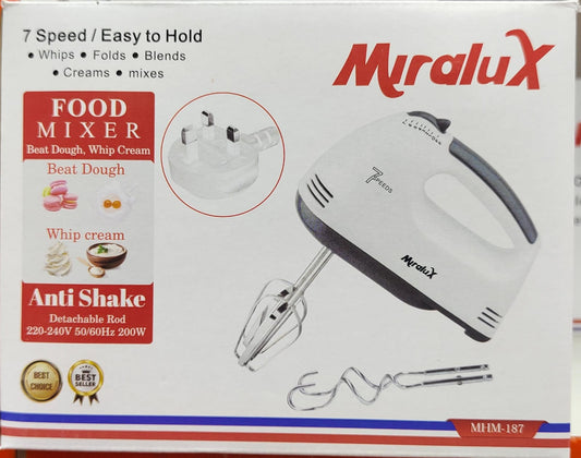 Miralux MHM-187 hand food mixer 7-speed detachable rod