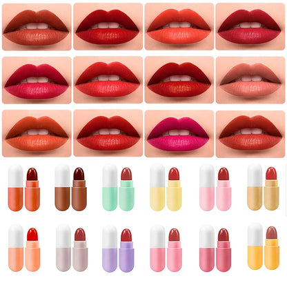 Swatches of 16 Kusslippe lipstick colors on skin