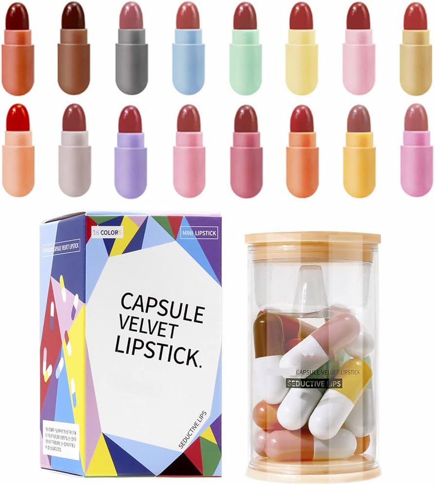 Open lipstick capsules showing multiple matte shades