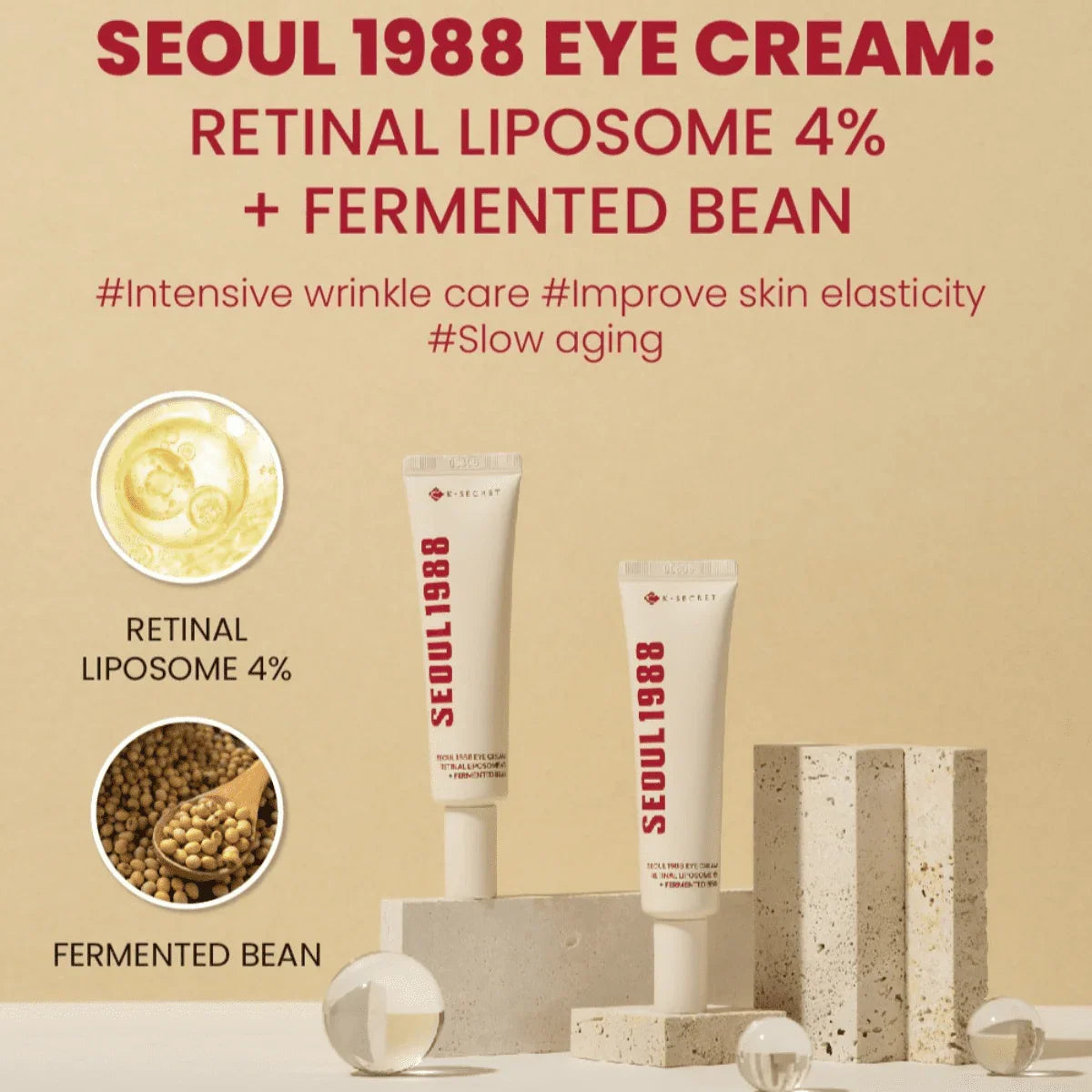 K-Secret Seoul 1988 Eye Cream Retinal Liposome 4% + Fermented Bean - 30ml