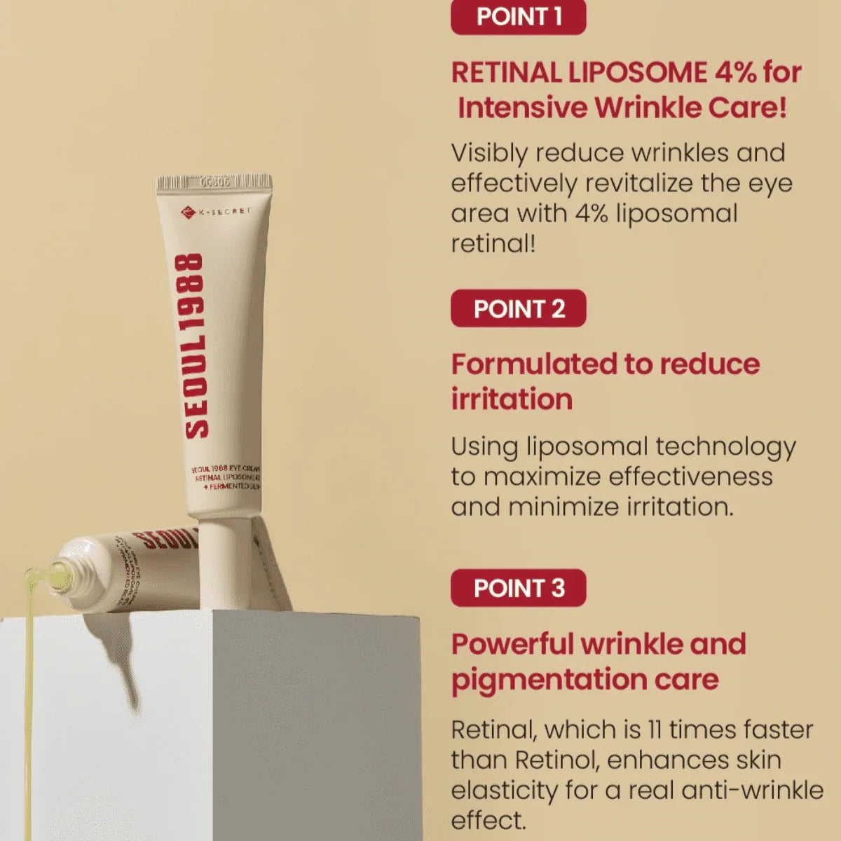 K-Secret Seoul 1988 Eye Cream Retinal Liposome 4% + Fermented Bean - 30ml