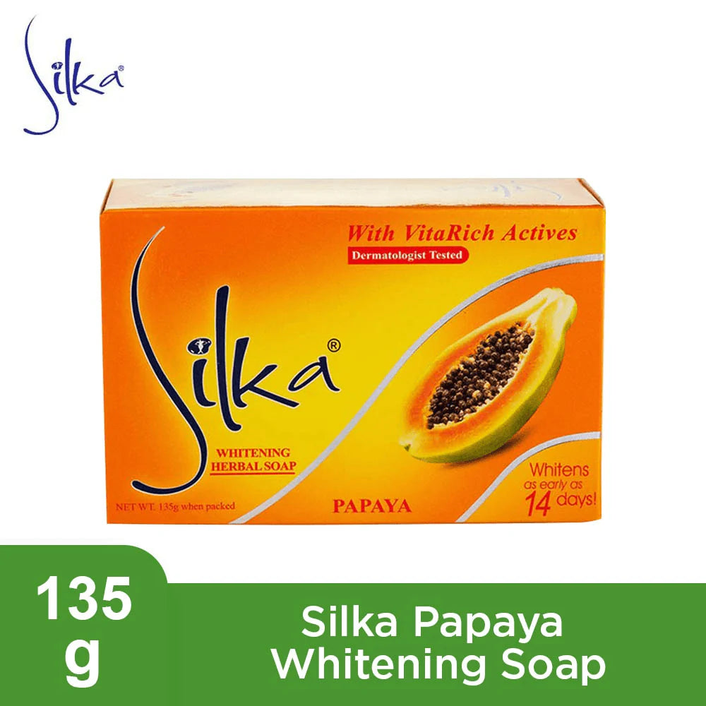 Silka Papaya Soap with VitaRich Actives in orange box packaging