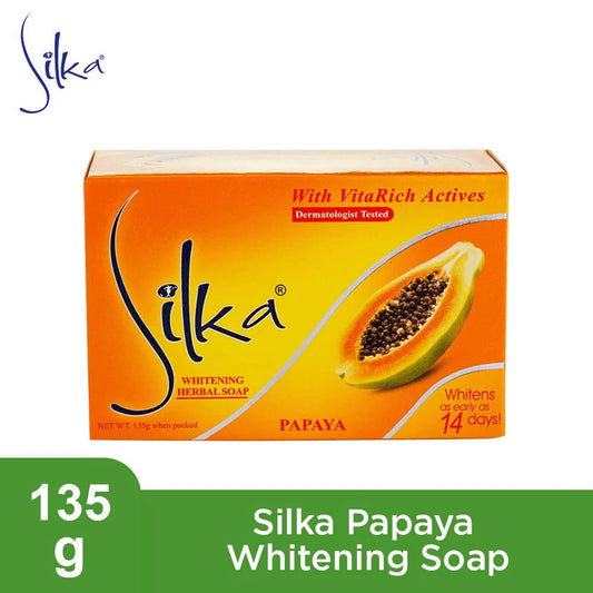Silka Papaya Soap with VitaRich Actives in orange box packaging
