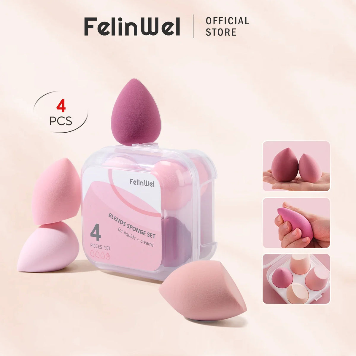 Makeup Soft Sponge Blender 4 Pcs Bottle - Kliqpik Kuwait
