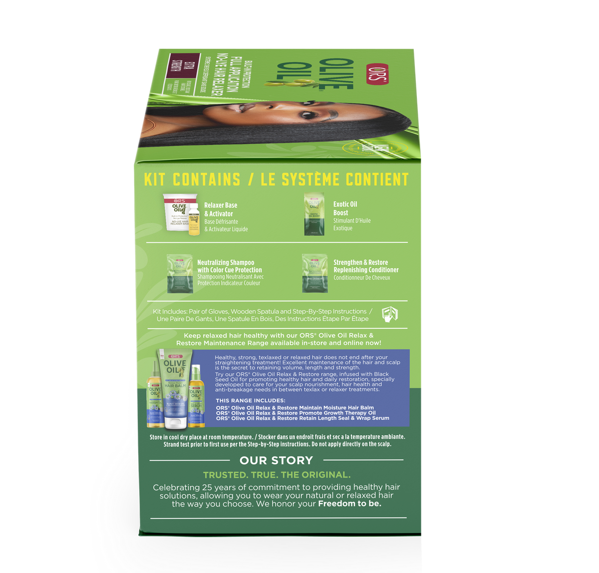 ORS Olive Oil Full Application No-Lye Hair Relaxer Extra Strength kit contents