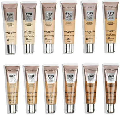 Maybelline Dream Urban Cover Flawless Coverage Foundation Makeup, SPF 50, Classic Ivory.