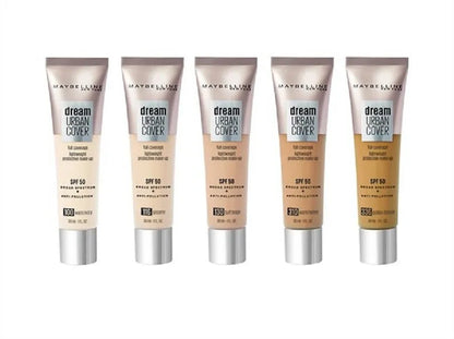 Maybelline Dream Urban Cover Flawless Coverage Foundation Makeup, SPF 50, Classic Ivory.